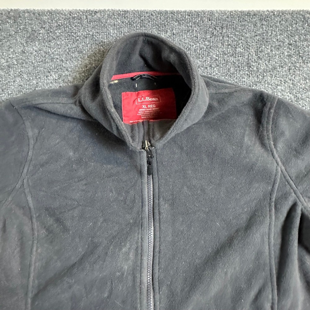 L.L. Bean Fleece Jacket Womens XL Gray Full Zip Mock Neck Outdoor Casual Warm
